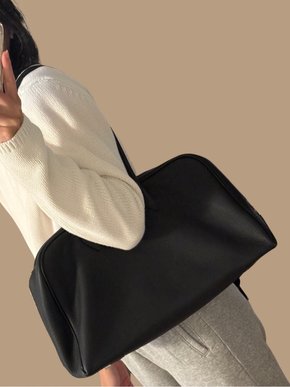 Black genuine leather should bag - The Row / COS **inspired**
